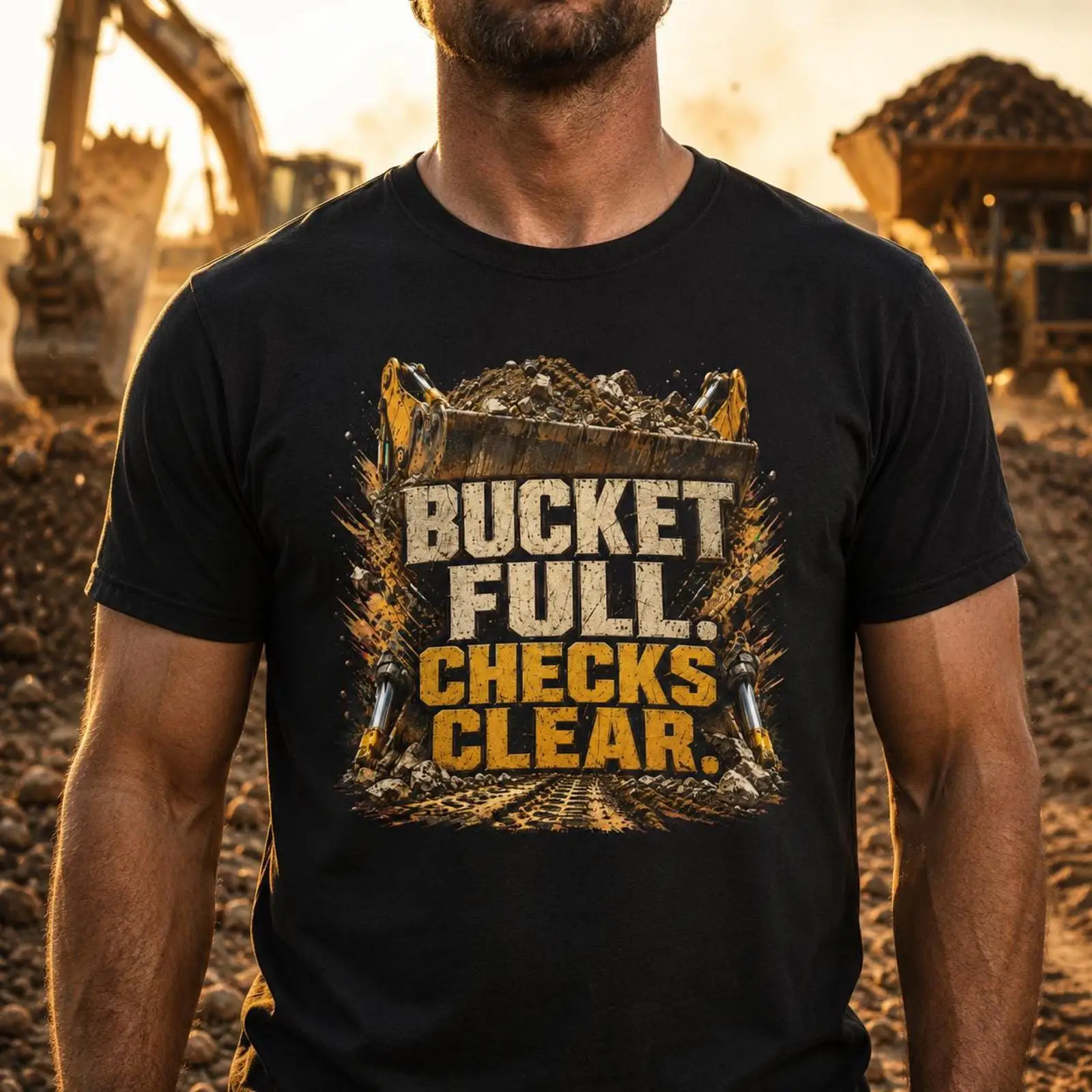 Heavy Equipment With Bucket - تي شيرت للرجال بطبعة 
